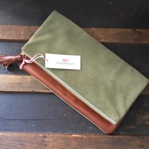 Vineyard Vines Olive and Brown Clutch